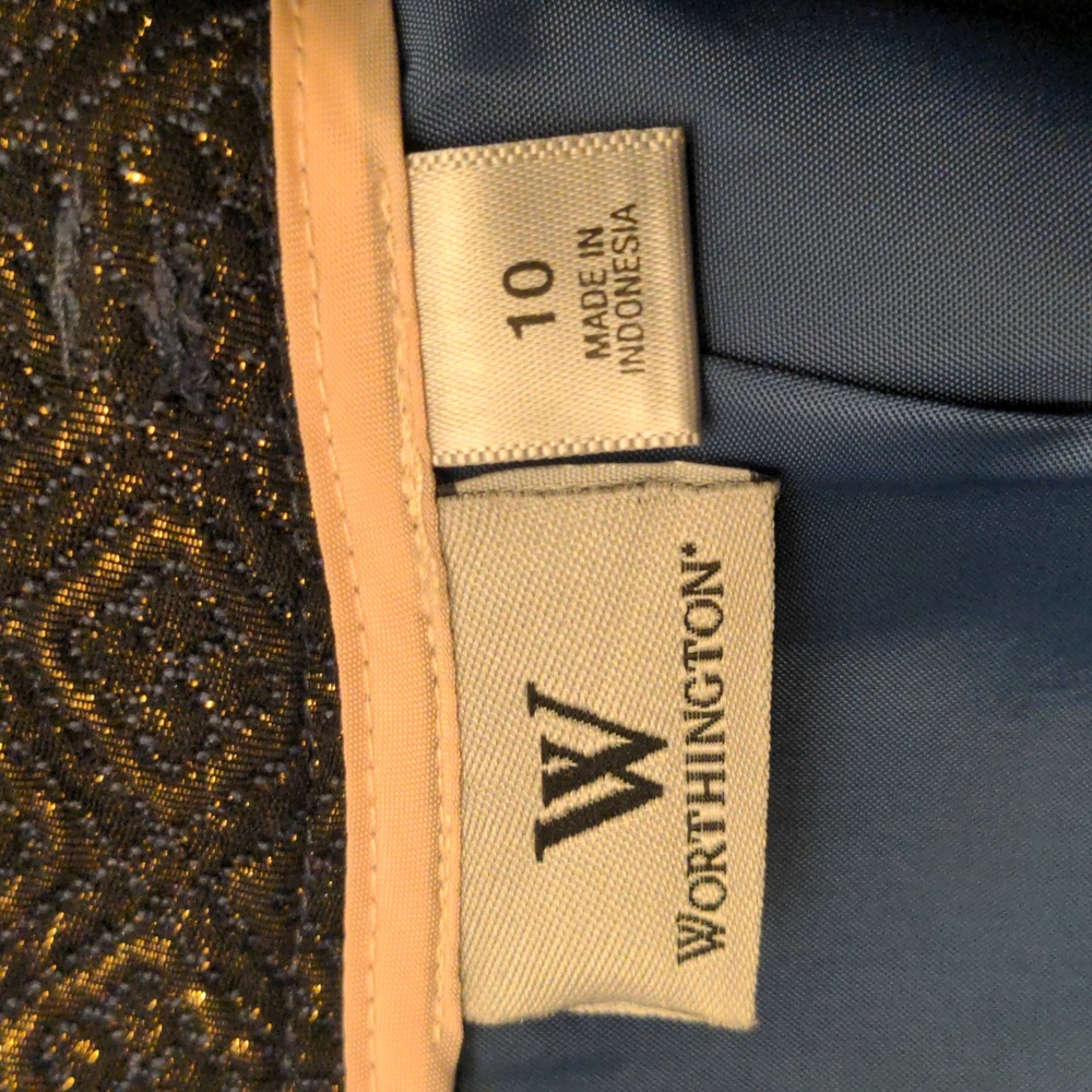 Worthington Women's Knee Length Pencil Shimmer Black Skirt - Size 10 - Picture 5 of 9